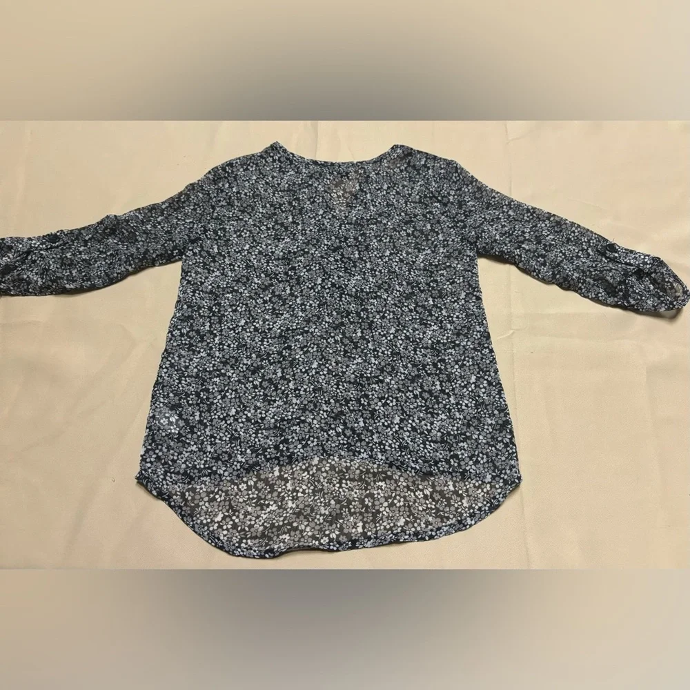 Kidpik‎ Black, White, Gray Floral Sheer Blouse